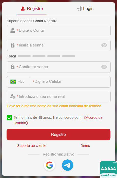 Experiência de Jogos aa444.com
